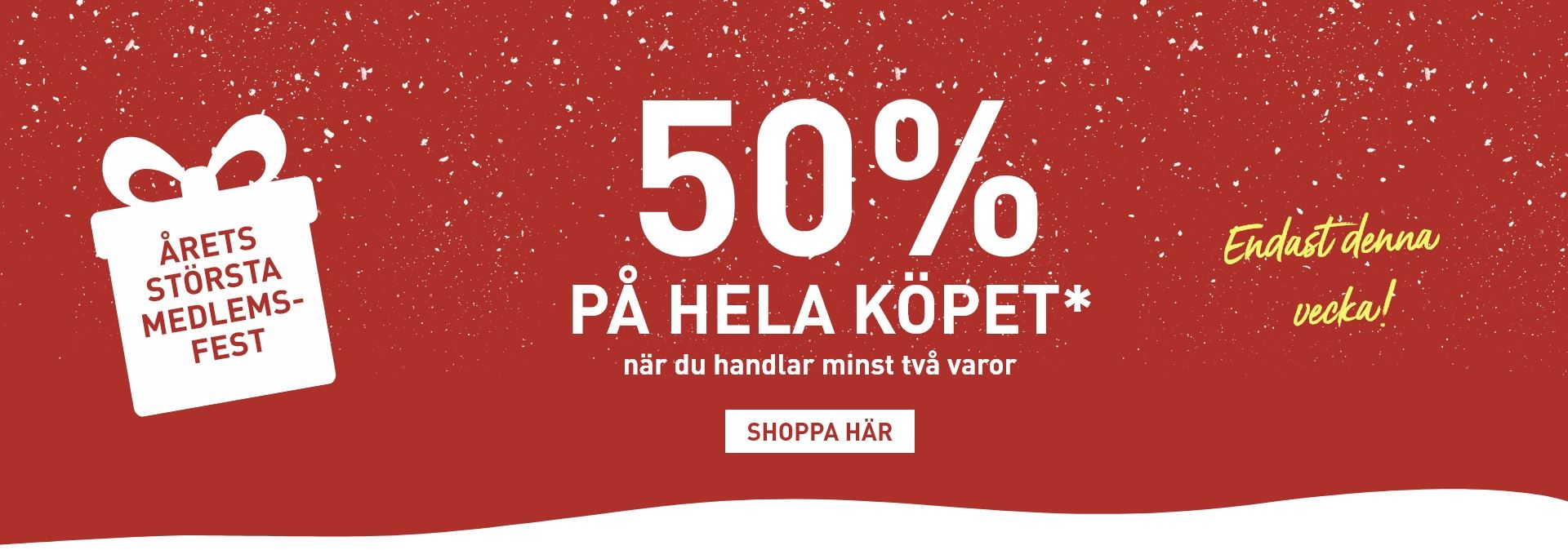 50% på alla varor